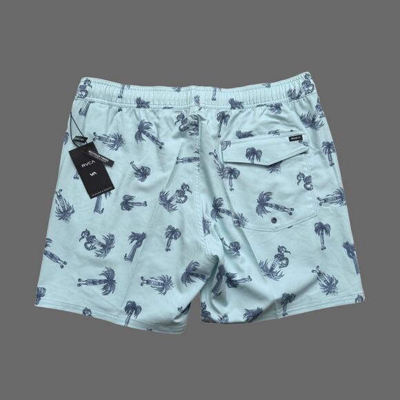 RVCA Pommier Palms 17” Boardshorts Blue Haze XL AVYBS00366 NWT $60 MSRP - Picture 7 of 9
